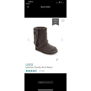 UGG Lattice Cardy Gray Sweater Boots